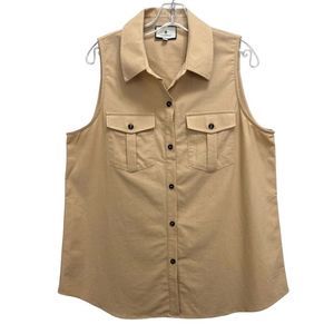 Tuckernuck Tan Sleeveless Button Down Shirt